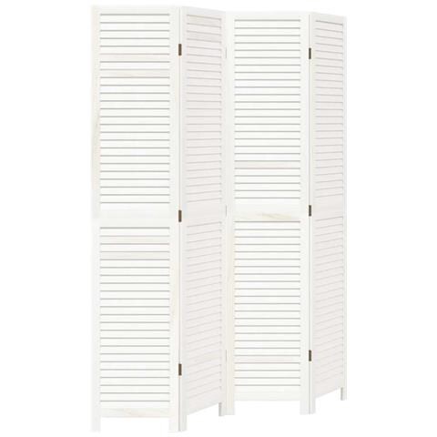 Divisorio Ambienti 4pannelli Bianco Legno Massello Di Paulownia - Foto 2