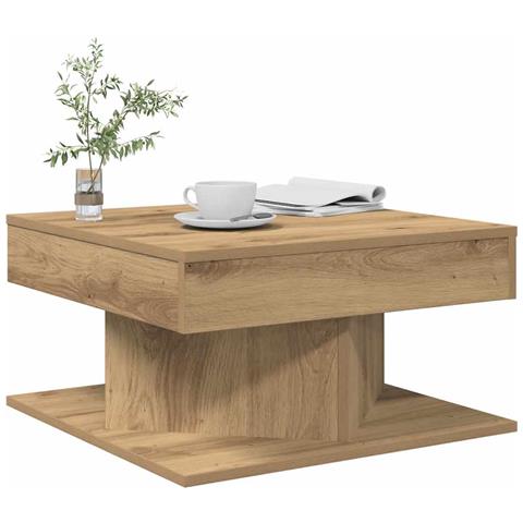 Tavolino Salotto Rovere Artigianale 55x55x30 Cm In Truciolato - Foto 1