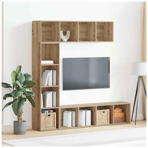 Librerie 3 Pz Rovere Artigianale In Legno Multistrato - Foto 3