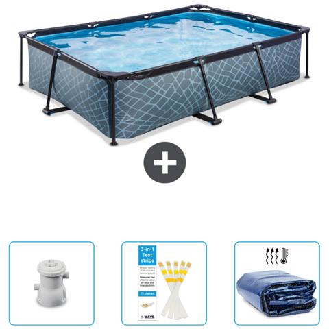 Piscina Fuori Terra - Rettangolo - 300x200x65 Cm - Grigio - Include Accessori Coordinati Cb74 - Foto 1