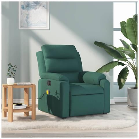 Lusso Casadino -  Poltrona Massaggiante Reclinabile Verde Scuro In Tessuto - Foto 8