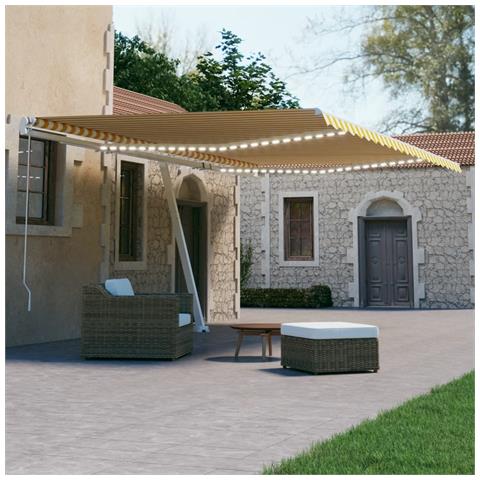 Lusso Casadino -  Tenda Automatica Sensore Vento E Led 500x300 Cm Gialla Bianca - Foto 8