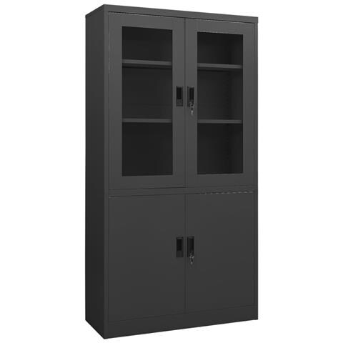 Lusso Casadino -  Armadio Per Ufficio Antracite 90x40x180 Cm In Acciaio - Foto 2