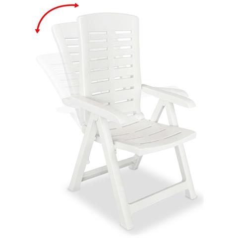 Sedie Reclinabili Da Giardino 2 Pz In Plastica Bianca - Foto 1
