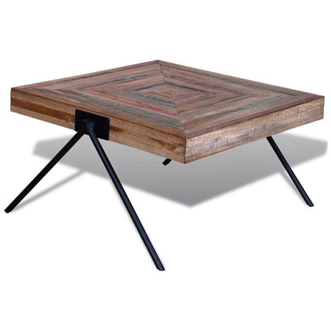 Tavolino Da Salotto Con Gambe A V In Legno Di Recupero Di Teak - Foto 2