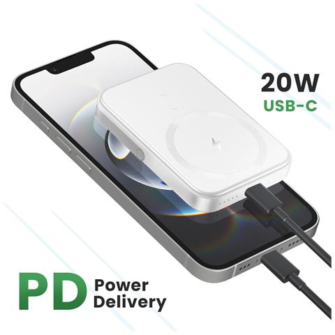 Batteria Magsafe 5000mah Pieghevole Usb-c 20w, Bianco - Foto 2
