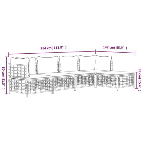 Set Divani da Giardino 5 pz con Cuscini Antracite in Polyrattan - Foto 9