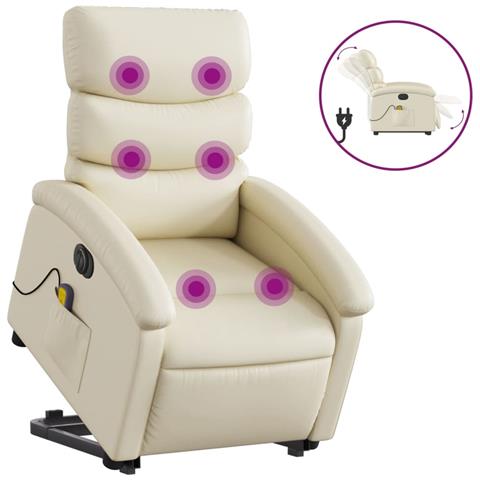 Poltrona Alzapersona Elettrica Reclinabile Crema in Similpelle - Foto 1