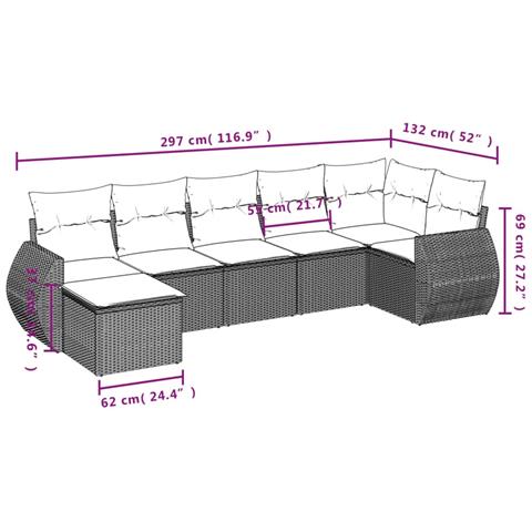Set Divani da Giardino 7pz con Cuscini Grigio Chiaro Polyrattan - Foto 3