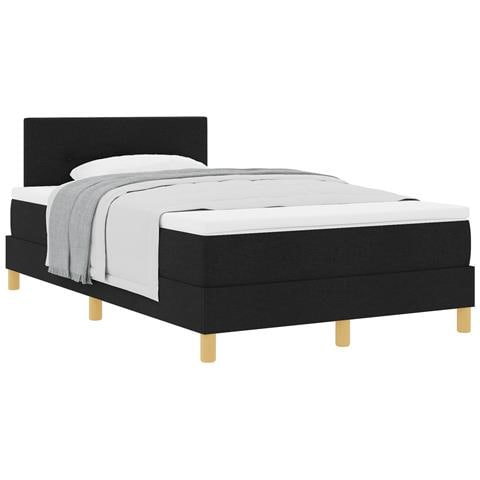 Letto Box Spring con Materasso Nero 120x190 cm Tessuto - Foto 1