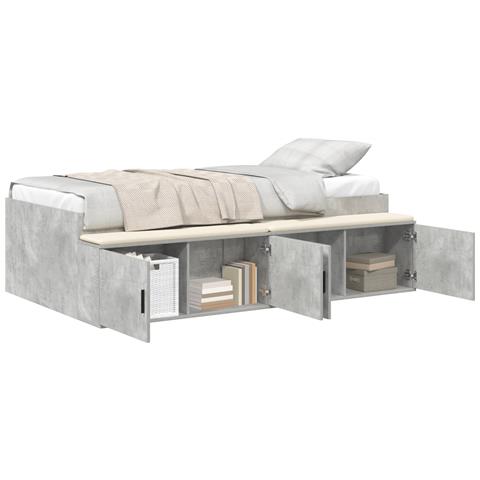 Struttura Letto Contenitore Grigio Cemento 100x200 cm - Foto 1