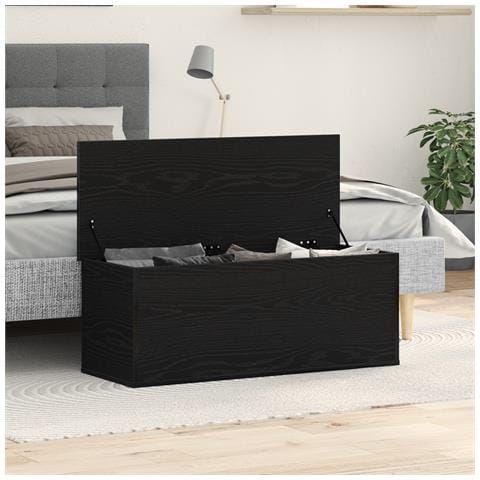 Scatola di Stoccaggio Rovere Nero 102x35x35 cm in Legno Ingegnerizzato - Foto 2