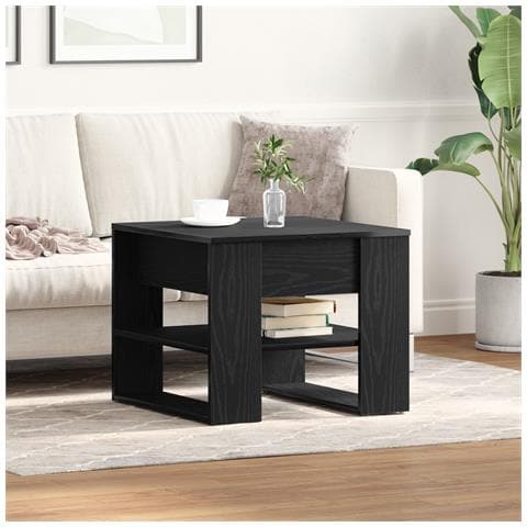 Tavolino da caffè in rovere nero 55.5x55x45 cm realizzato in legno ingegnerizzato - Foto 2