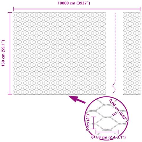 Recinzione esagonale 1.5x100 m Acciaio zincato - Foto 8