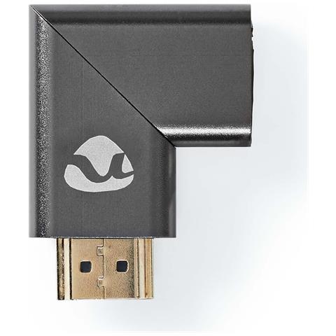 Connettore Adattatore Hdmi Verso Hdmi Femmina Ad Angolo Retto In Alluminio, Grigio - Foto 2