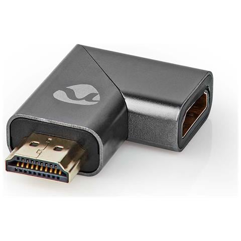 Connettore Adattatore Hdmi Verso Hdmi Femmina Ad Angolo Retto In Alluminio, Grigio - Foto 1