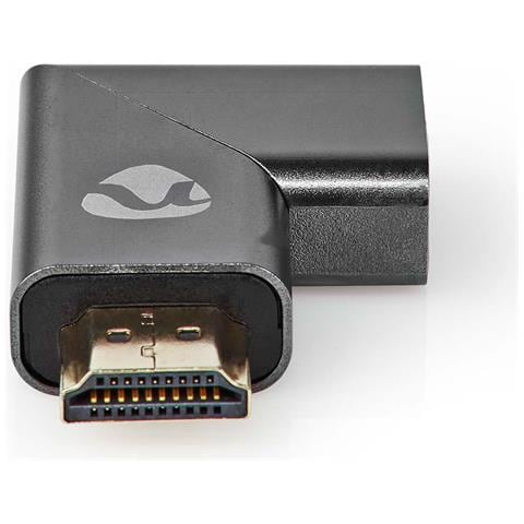 Connettore Adattatore Hdmi Verso Hdmi Femmina Ad Angolo Retto In Alluminio, Grigio - Foto 5