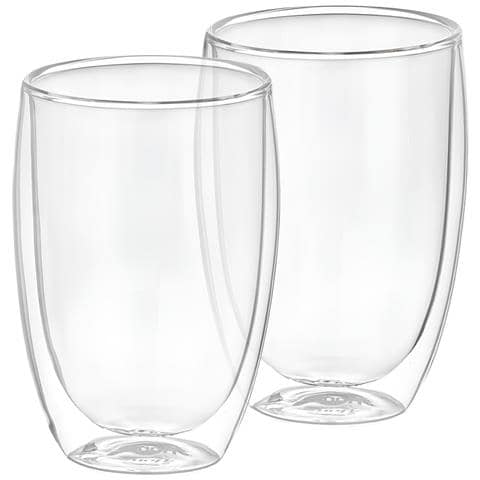 Set Di 2 Bicchieri Per Bevande A Doppia Parete Da 350 Ml In Vetro Borosilicato, Trasparente - Foto 1