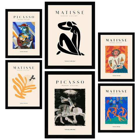 Set Di 6 Stampe Dipinti Astratti Di Picasso E Matisse, Stampe Del Fauvismo E Del Surrealismo Per L'interior Design A3 & A4 Senza Cornice - Foto 1