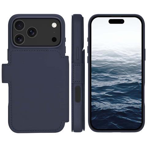 Custodia A Portafoglio Con Funzione Supporto Per Iphone 17 Pro Max Materiale Icon, Blu Marina - Foto 4