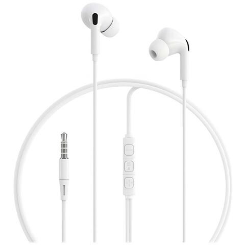 Auricolari Cablati Jack 3,5mm Con Microfono E Telecomando A 3 Pulsanti, Bianco - Foto 1