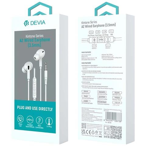 Auricolari Cablati Jack 3,5mm Con Microfono E Telecomando A 3 Pulsanti, Bianco - Foto 4