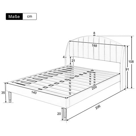 Letto In Velluto Beige Con Design Classico E Moderno - Foto 2