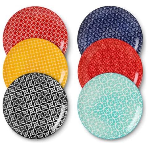 Piatti da Cena in Ceramica da 26.5CM, Set di Piatti per Pasta e Insalata in Porcellana - Set di 6, Colori Vibranti - Foto 1