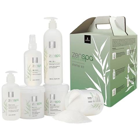 Starter Kit Set : Zenspa Revive, Volcanic Pumice, Exfoliating, Foot Scrub, 435 G + Zenspa Restore, Aloe Vera, Cuticle Remover Gel, 251 Ml + Zenspa Intense, Vitamin E, Moisturizing, Foot Cream, 425 G + Zenspa Awaken, Soothing, Foot Bath Salt, 453 G - Foto 1