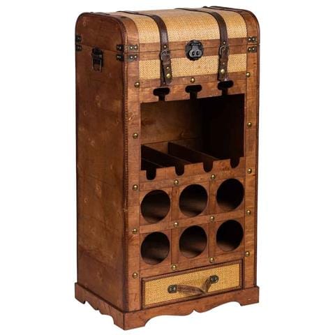 Baul Porta Bottiglie In Legno Marrone 44x30x85h Cm - Foto 1