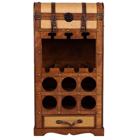 Baul Porta Bottiglie In Legno Marrone 44x30x85h Cm - Foto 2
