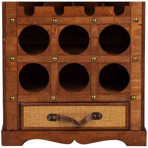 Baul Porta Bottiglie In Legno Marrone 44x30x85h Cm - Foto 8