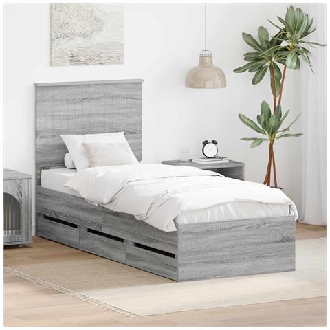 Struttura del letto con cassetto Grigio Sonoma 75 x 190 cm - Foto 2