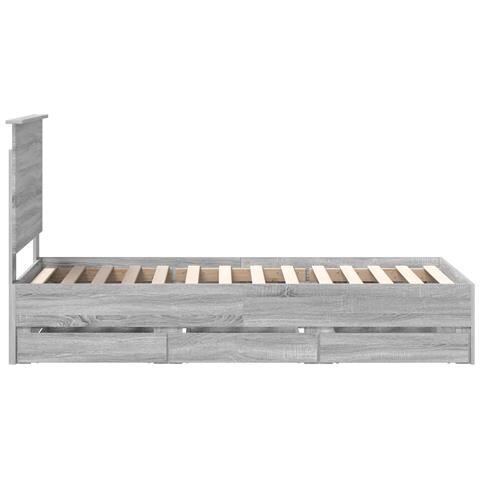 Struttura del letto con cassetto Grigio Sonoma 75 x 190 cm - Foto 9