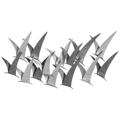 Pannello Decorativo Da Parete Gabbiani In Ferro Argento Effetto Zincato 93x47 Cm - Foto 1