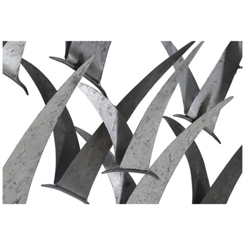 Pannello Decorativo Da Parete Gabbiani In Ferro Argento Effetto Zincato 93x47 Cm - Foto 2