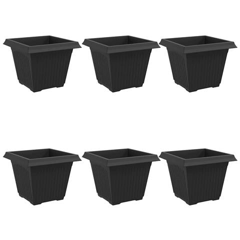 Vaso quadrato per fiori 6 pcs Nero 43 x 43 x 33,5 cm Plastica - Foto 1