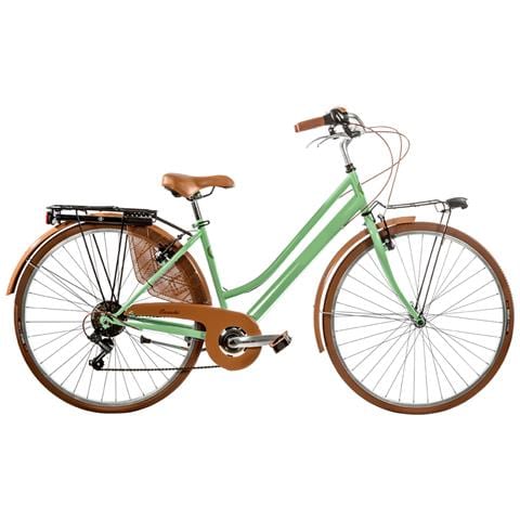 Bici Misura 28 Linea Retro Bicicletta Donna Retro6vd Con Cambio 6v Completa Di Accessori Con Luci A Led Finiture Marroni - 44 Verde Pastello Marrone - Foto 1