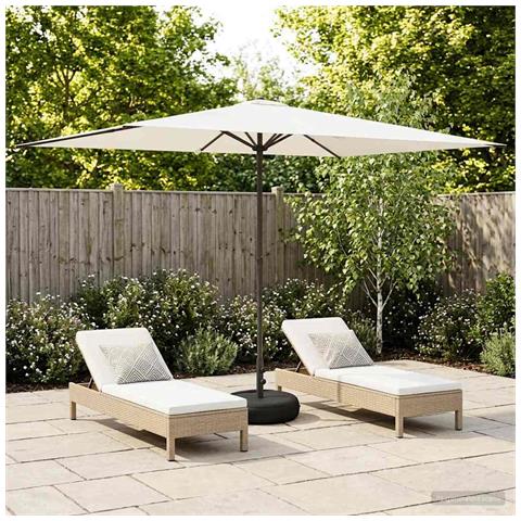 Ombrello da giardino 200 x 300 cm Poliestere Rettangolare Crema - Foto 2