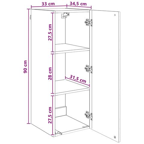 Mobiletto a muro Sonoma grigio 33 x 34,5 x 90 cm - Foto 7