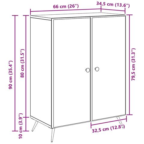 Credenza Legno antico 66 x 34,5 x 90 cm Legno ingegnerizzato - Foto 9