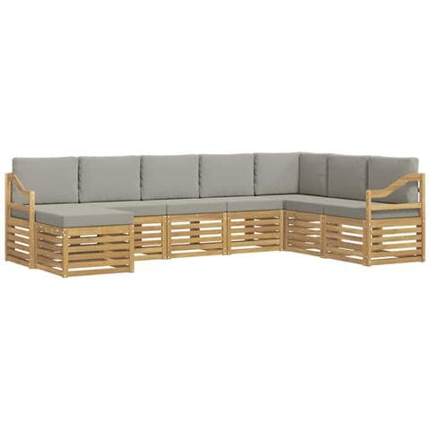 Set di divani da esterno 8 pcs Bianco e Grigio Chiaro - Foto 1