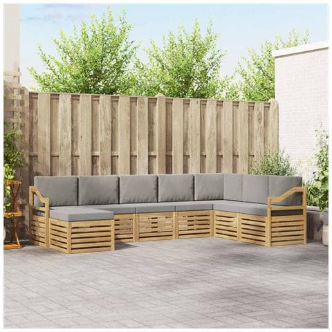 Set di divani da esterno 8 pcs Bianco e Grigio Chiaro - Foto 2