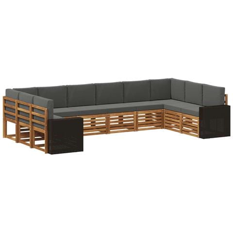 Set di divani da esterno 10 pcs Naturale e Antracite Poliestere - Foto 1