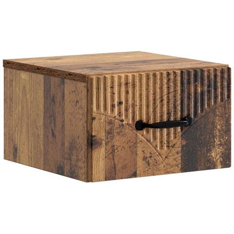 Mobiletto da notte a muro Legno antico 34,5 x 33 x 20 cm - Foto 1