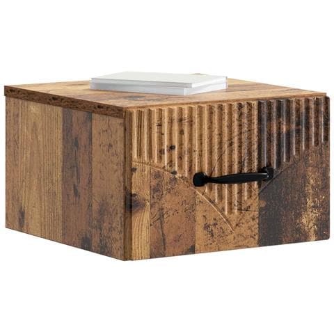 Mobiletto da notte a muro Legno antico 34,5 x 33 x 20 cm - Foto 2
