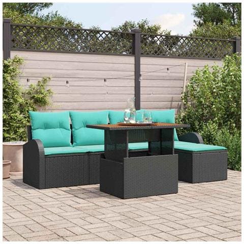 Set Divano da Giardino con archiviazione 6 pcs Nero Poly Rattan - Foto 2