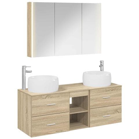 Set di mobili per il bagno 4 pcs Rovere Sonoma - Foto 1