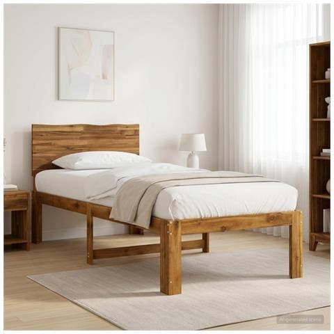 Letto Singolo con Testiera ROSTOCK Naturale 90 x 190 cm - Foto 2