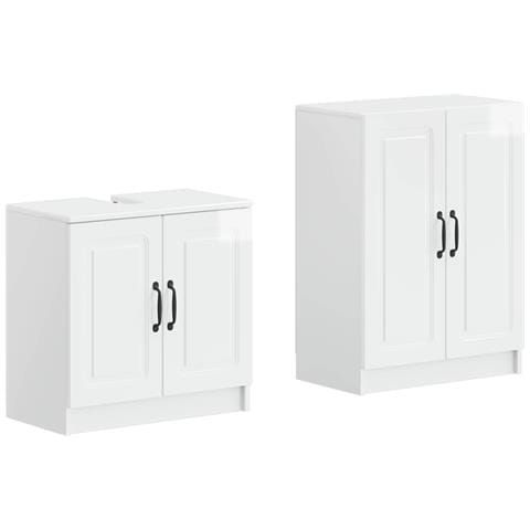 Set di Armadi da Bagno da 2 Pezzi UTRECHT Bianco Lucido - Foto 1